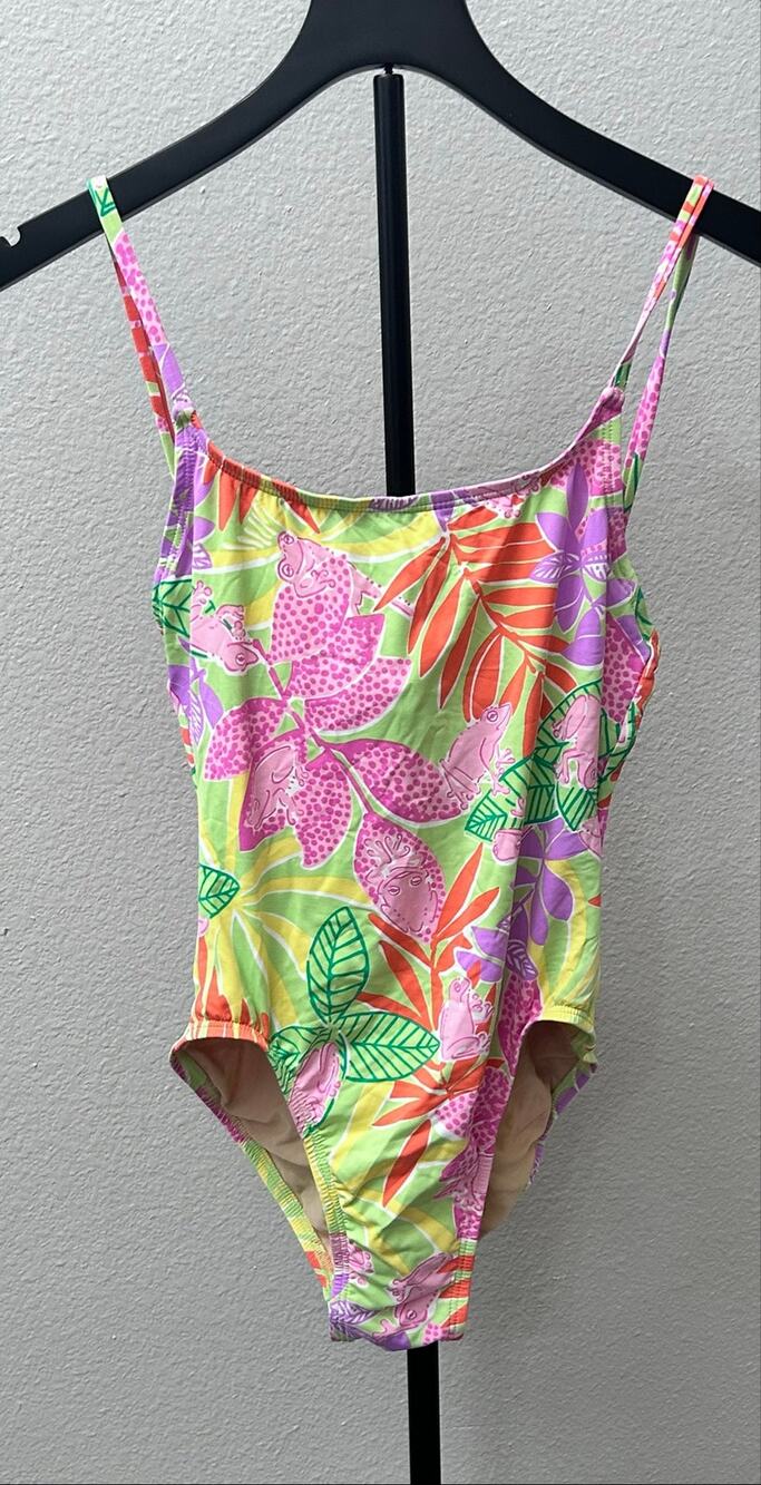 Vintage Y2K Lilly Pulitzer Tree Frog One Piece Swimsuit Size 2 Made USA
